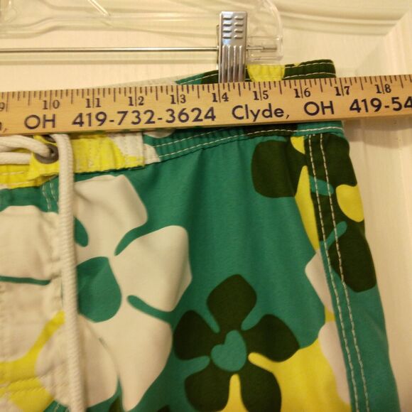 Hollister swim shorts mens M Medium Hawaiian cargo floral green yellow hybrid - Picture 7 of 10